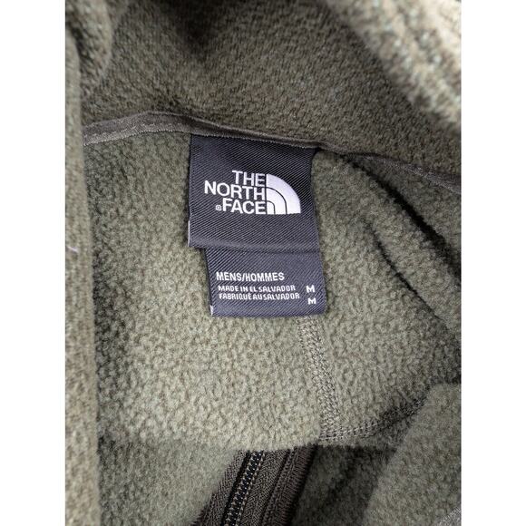 North Face Pullover Mens Medium Green 1/4 Zip Grid Fleece Outdoor Hiking Jacket - Picture 3 of 12